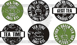 Grunge tea stamps - vector image