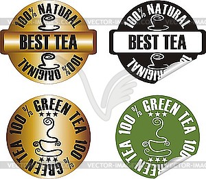  tea stamp set - vector image