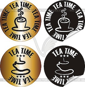 Tea time stamp set - vector clipart