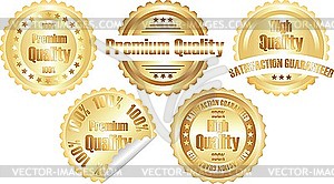 Gold premium quality labels - vector image