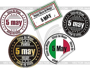 Cinco de mayo stamps - vector image