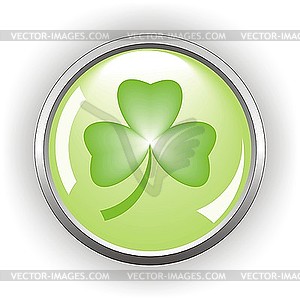 Shamrock button for St Patrick day - vector clipart