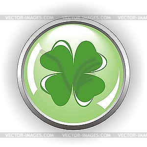 Clover button for St Patrick - vector clip art