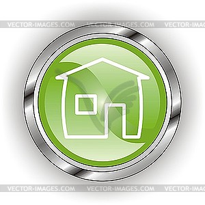 Green web glossy icon - homepage - vector image