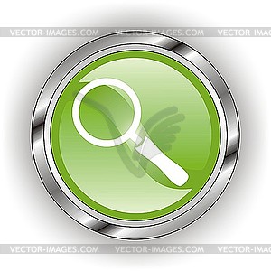 Green icon of magnifying glass - vector image