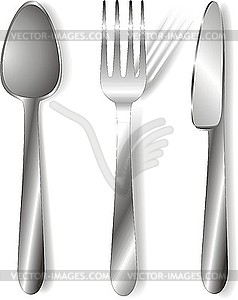 Spoon, fork and knife - vector image