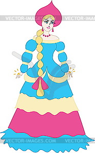 Russian princess - cartoon of beautiful girl  - vector image