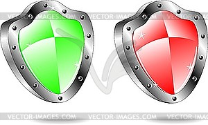 Glossy shield emblem icons - stock vector clipart