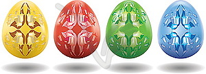 Colored easter egg decorated by pattern - vector image