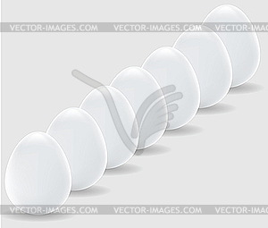White eggs in row, easter symbol - vector image