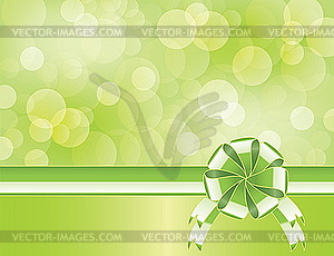 Green background with bow and blurry light - vector image