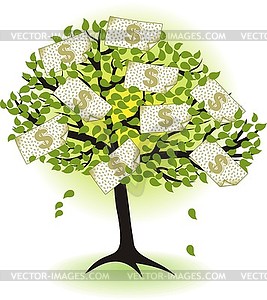 Money tree.with dollar banknotes - vector clip art