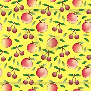 Apple and cherry - seamless pattern and abstract natur - vector image