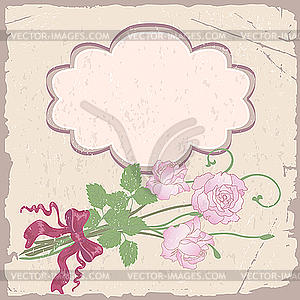 Романтическая рамка с розами - изображение векторного клипарта