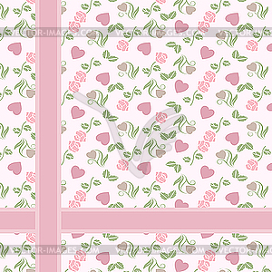 Valentineэы pattern with hearts and roses - vector clipart