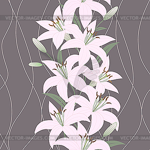 Бесшовный фон с цветами лилии - клипарт в векторе