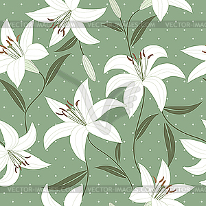 Seamless pattern with lily flowers - vector clip art