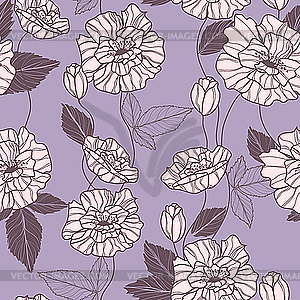 Seamless pattern with poppy flowers - vector clipart