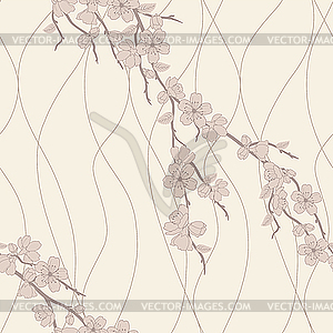 Seamless pattern with sakura branch - vector clipart