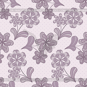 Violet seamless pattern with flowers - royalty-free vector image