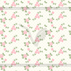 Spring seamless pattern with hearts and roses - vector image