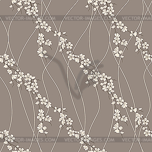 Seamless pattern with sakura branch - vector clipart