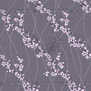 Seamless pattern with sakura branch - vector clipart