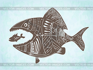 Patterned fishes - color vector clipart