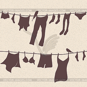 Clothes hanging out to dry - vector clip art