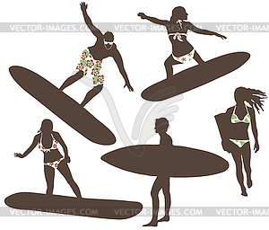 Surfers - vector clip art