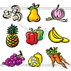 Fruits and vegetables - vector clipart