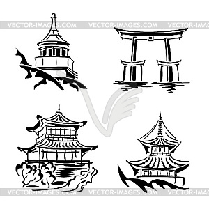 Asian temples - vector clipart / vector image