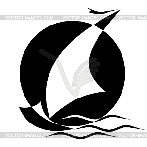 Sail - white & black vector clipart