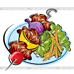 Fried meat - vector clip art