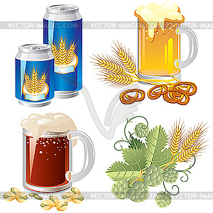 Beer set - color vector clipart