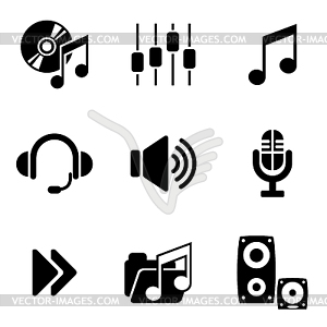 Computer audio icons - stock vector clipart