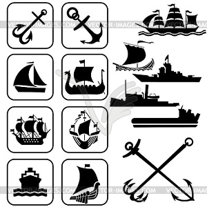 Icons ships - vector image