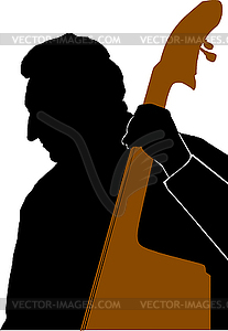 Man playing Double Bass or Contrabass - vector clipart