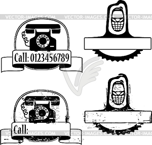 Rubber stamp with phone - vector image