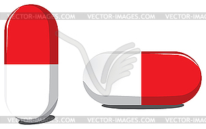 Red and white pills - vector image