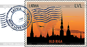 Postage stamp from Latvia - vector clipart