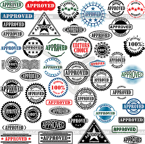 Approved rubber stamps collection - vector image