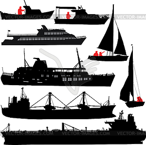 Судно силуэты - клипарт в векторе