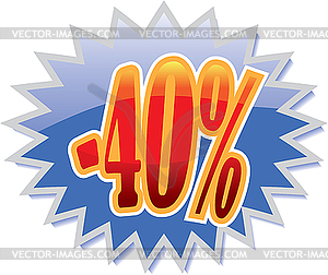 Этикетка - скидка 40 процентов - изображение в векторном формате