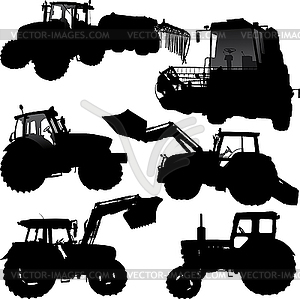 Tractor silhouettes - vector clipart