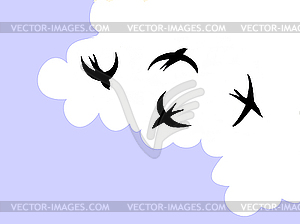  drawing swallow flying to sky - vector clipart