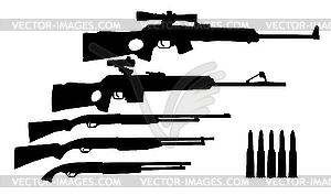 Silhouette of riffles - vector image