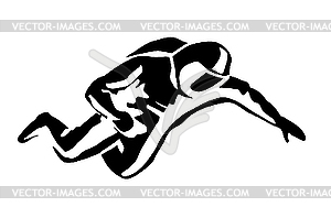  silhouette spaceman on black - vector clip art