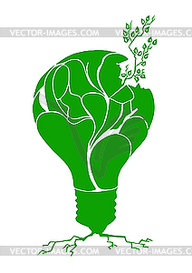 Plant in light bulb.  - vector clipart