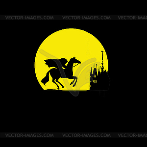  silhouette of the rider without head on yellow - vector clip art